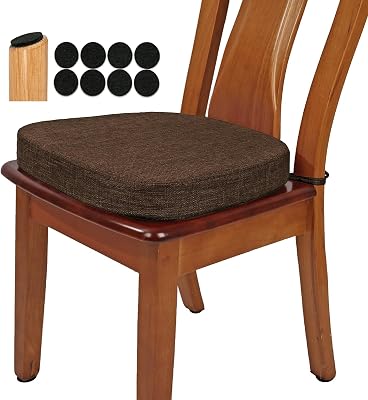 BUYUE Thickened 2.5 Friendly Woven Fabric Dining Chair Cushion, U-Shape High Density Foam Comfortable Chair Pad for Kitchen, Slip Resistant Indoor Seat Cushion 1 Piece, Chocolate
