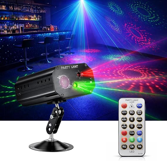 Party Disco Lights with Sound Activated DJ Stage Strobe Light Portable Disco Show Lights 5W RGB with Remote Control for Birthday/Family Gathering/Party/Home/Rave Club/Wedding/Bar Karaoke KTV [Energy Class F]