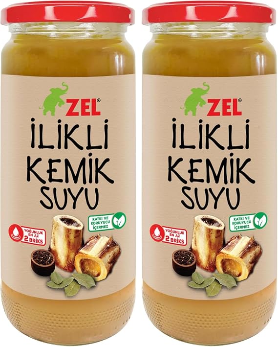 ZEL%100 Dana İlikli Kemik Suyu 2x480 ml – 12 Saat Kaynatılmış, Katkısız, Yüksek Proteinli
