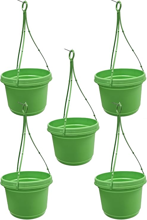 Hanging Pots Lime Green Pack of 5, Plastic