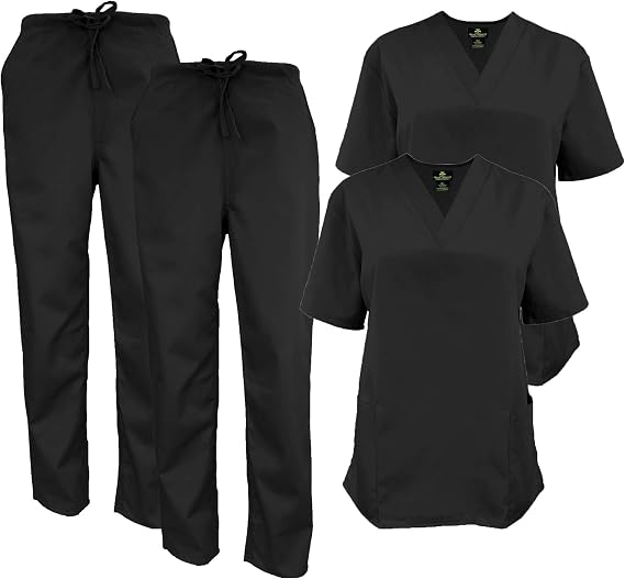 Men's Scrub Set Medical Scrub Tops and Pants - Pack of 2 Set