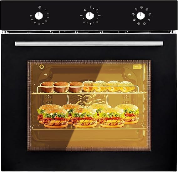 24" Single Wall Oven, 2.5 Cu.Ft Built-in Electric Oven with 8 Cooking Modes, Stainless Steel Convection Wall Oven with Removable Door, Mechanical Knob Control