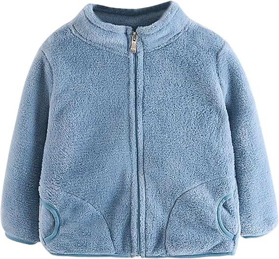 Moonker Boys Girls Plush Fleece Sweater Jacket Fall Winter Soft Furry Turtle Neck Coat Cozy Thermal Outerwear