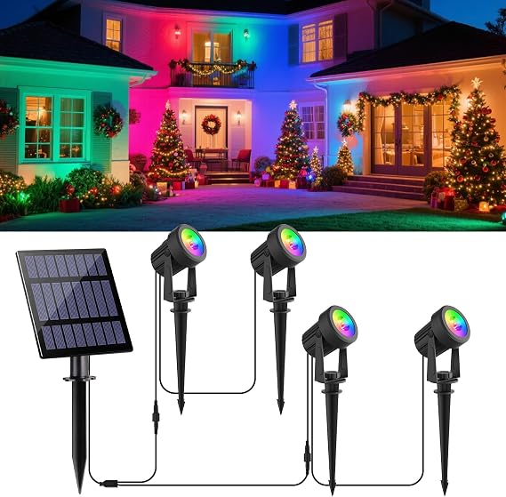 Solar Spot Lights Outdoor Garden, Waterproof Landscape Light Color Changing [Energy Class F]