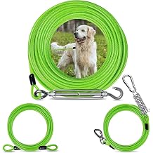 Heavy Duty Dog Tie Out Runner Cable 60ft Rust-Proof Dog Trolley System with Dog Runner for Yard and Camping，Large Dog Runner Cable for Dog up to 250lbs