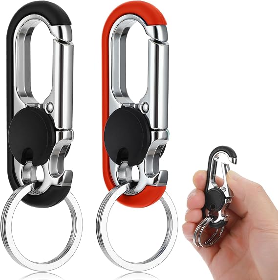 Ouligay 2pcs Key Chains for Men, Anti-Loss Car Key Chain with Hook, Car Keyring with Double Keyrings Personalized Heavy Duty Key Ring