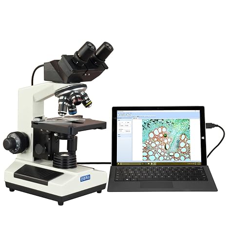 OMAX MD827C30 1000X Digital Binocular Compound Microscope with Built-in | 40X-1000X Magnification Range 3.0MP CMOS Sensor USB 2.0 Connectivity Compound Biological Microscope Double Layer