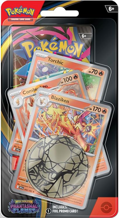 Pokemon TCG | Mega Evolution | Phantasmal Flames Blister Pack (1 Booster Pack, 3 Promo Cards and 1 Coin) | 15+ Years