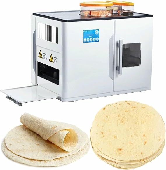 Fully Automatic Roti Maker, Roti Maker Machine,Electric Chapati Tortilla Pancake Flatbreads Pita Making Machine,for Chapati, Flour Tortilla, Tawa, Dosa, 1.0 mm to 1.5 mm Thickness Adjust