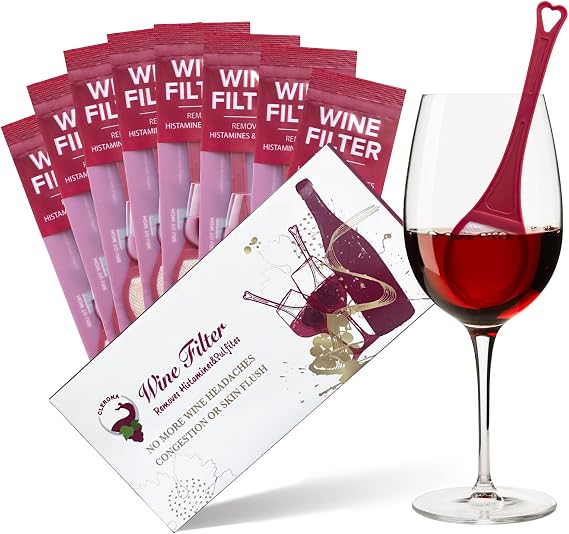 Clerona Wine Filters, the Wine Purifier, Sulfite and Histamines Remover - Naturally Eliminate Allergies & Sensitivities (Pack of 8)