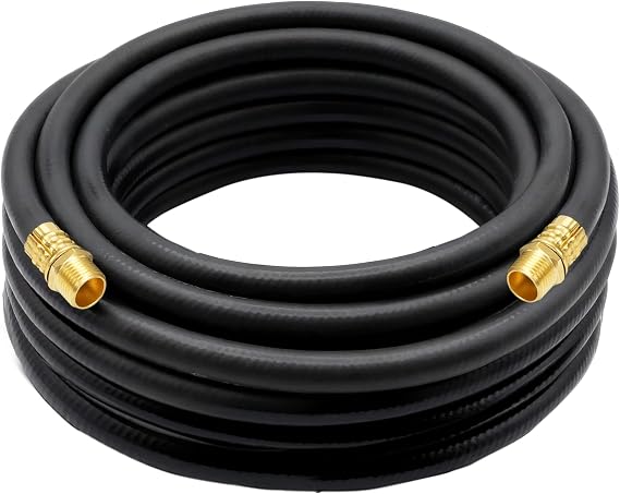 Air Hose 1/2 in x 25 ft, Heavy Duty, Lightweight, Kink Resistant, Hybrid Air Compressor Hose with 1/2-Inch MNPT Brass Fittings, 300 PSI, Black