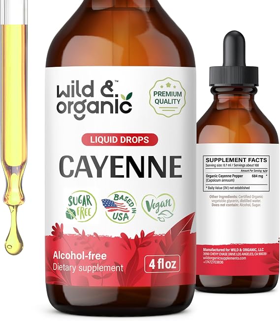 Wild & Organic Cayenne Pepper Drops - Antioxidant, Digestive Support - 4 oz