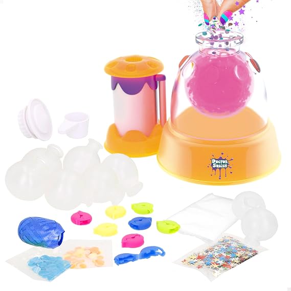 Doctor Squish Station Squishies Factory Glow It!, Neon Edition, Up to 8 Squishies, Glow in the Dark, Includes Manual Station, Capsules, Tweezers, Slime and Fillers, Ages 8 (48439)