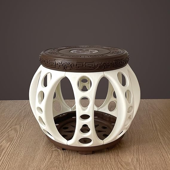 Ceramic Garden Stool, Chinoiserie Decorative Garden Stools - Glazed Ceramic Drum Stool With Hollow Flower & Bird Design, Perfect For Living Room, Balcony & Garden Use(White,30 * 31cm)