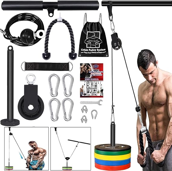 pulley cable machine LAT lat pull down cable training equipment professional muscle strengthening fitness equipment for men women forearm wrist roller trainer fitness equipment heavy duty pulley