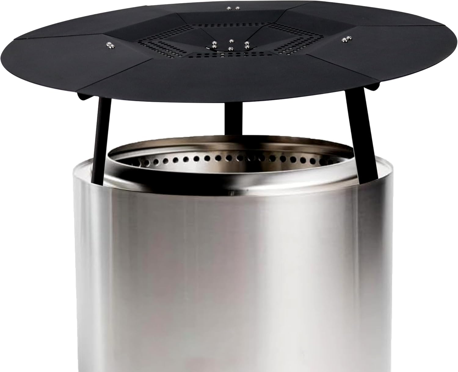 FEBTECH - Fire Pit Heat Deflector Compatible for Solo Stove Ranger and Other 15" Fire Pit - Stainless Steel Heat Deflector with 2 Lifting Handles for Even Heat, Warmth and Comfort