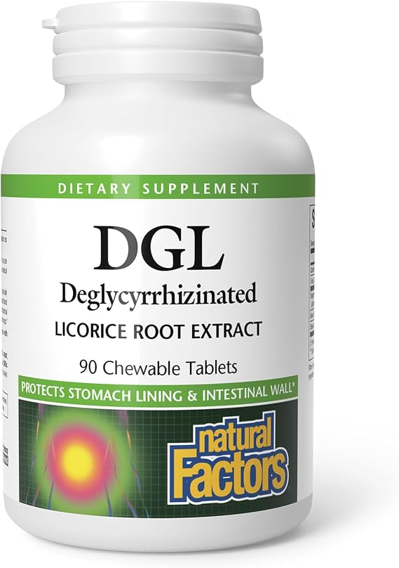 Natural Factors DGL Licorice 400 mg Digestive Support*, 90 Chewable Tablets