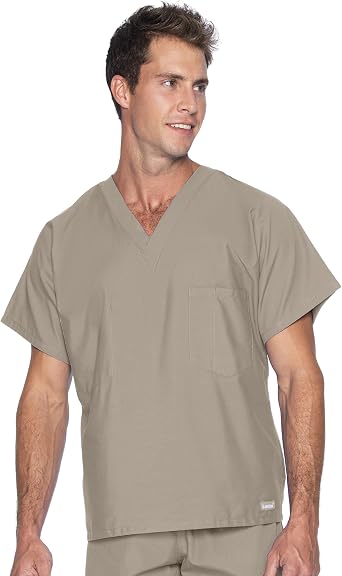 Landau Essentials Unisex Relaxed Fit 1-Pocket V-Neck Scrub Top 7502
