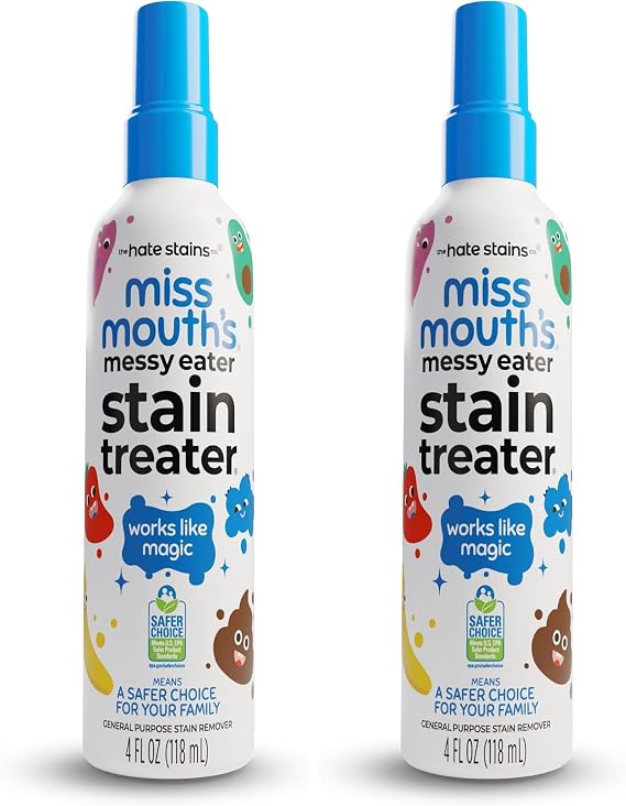Miss Mouth's Messy Eater Stain Treater Spray - 4oz Stain Remover - Newborn & Baby Essentials - No Dry Cleaning Food, Grease, Coffee Off Laundry, Underwear, Fabric (Pack of 2)