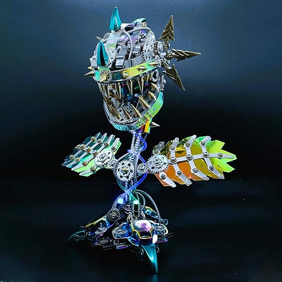 Metalkitor 3D Metal Puzzles for Adults, Chom-per Metal Building Kit Can-nibal Flower Plant Mechanical Assembly Model, Jigsaw Crafts Brain Teaser, Desk Decor, Gifts for Halloween (770+ PCS)