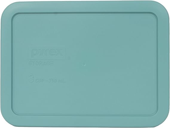 Pyrex 7210-PC 3 Cup Turquoise Rectangle Food Storage Lid - Made in USA