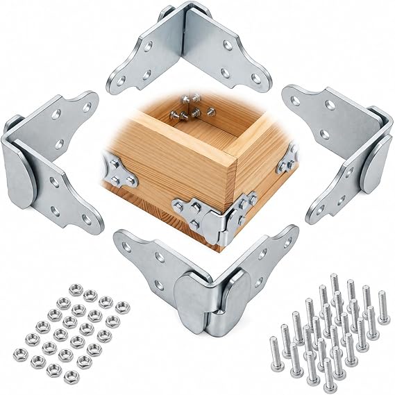 ELITEWILL 4 Sets Trailer Wood Sides Brackets,Galvanized,Rust Prevention