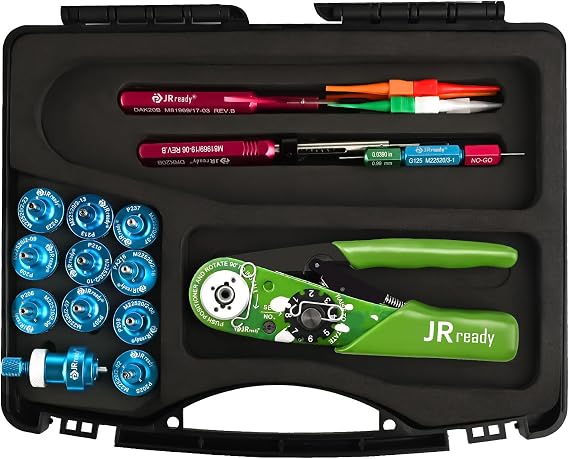 JRready ST1060 Tool Kit,YJQ-W1A Crimper M22520/2-01&Ideal 45-416 Wrie Stripper&11 AFM8 Positioners&G125 Gauge&DAK20 DRK20B Installing Removal Tool