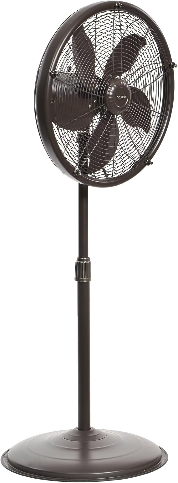 NewAir Outdoor Misting Pedestal Fan | 2,800 CFM Oscillating Patio Fan with Garden Hose Connection | 3 Speeds and Wide-Angle Cooling for Decks & Outdoor Spaces of up to 600 sq ft
