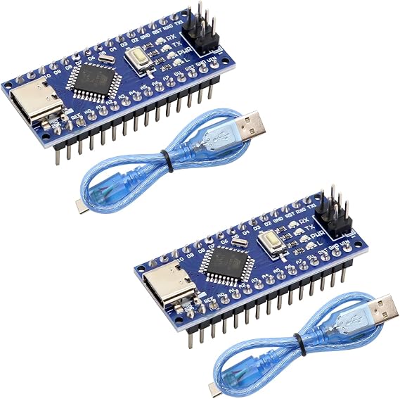Nano-V3-mega328P Binghe Wired Development Board 2 Pieces Nano-V3-mega328P Development Board with CH340 Chip Type-C Interface 5V 16M 328P Microcontroller Compatible with Arduino IDE
