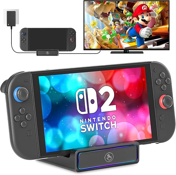 Switch 2 TV Dock, Portable Docking Station Compatible with Nintendo Switch 2 Console ONLY, Switch 2 Charging Stand with 4K@144Hz HDMI Output/100W