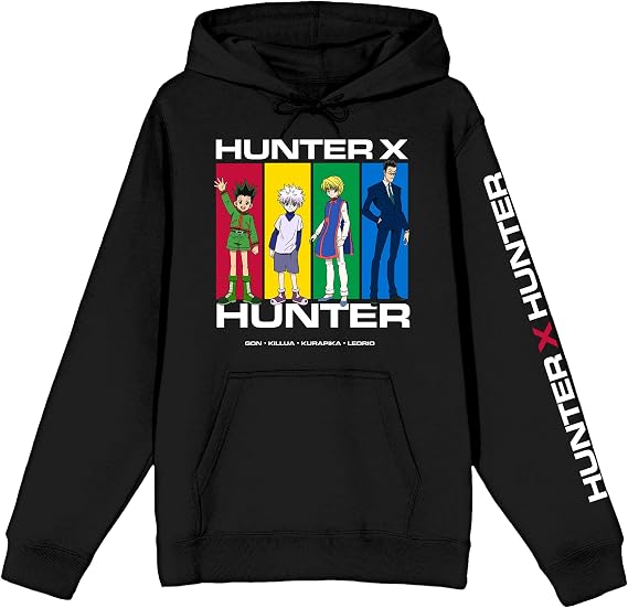 Hunter X Hunter Character Panels Adult Black Long Sleeve Hooded Sweatshirt