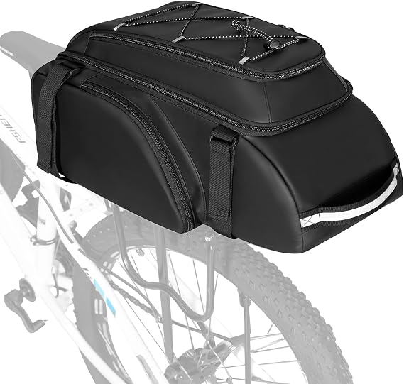 Smasrob Bicycle Bags for Bikes Rear Rack, Convetible Bike Trunk Bag, Black