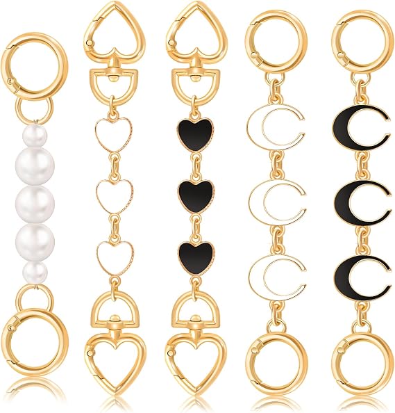 TINKRSTUFF 5Pcs Gold Bag Extender Chain (Moon Heart and Pearl)