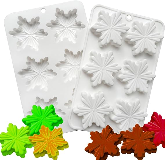 2PCS Silicone Snowflake Molds Christmas Baking Set | Chocolate Mold, Candle Molds, Christmas Soap Molds, 3D Snowflake Mold, For Candy Gummy Jello Biscuits Cake