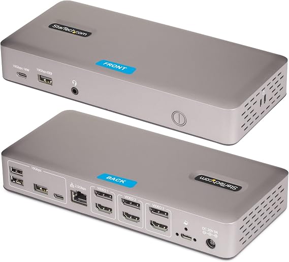 StarTech USB4 Driverless Dock, Triple 4K 60Hz, HDMI or DP, 100W, 2.5GbE