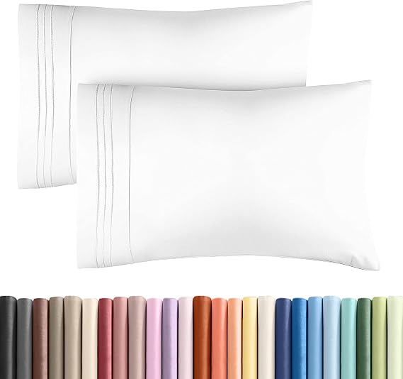 King Standard Pillow Cases Set of 2 - Ultra Soft Pillowcase Covers - White | Hotel Quality, Comfortable Bedding for Women, Men, Kids & Teens, Machine Washable Pillow Protectors, 2 Piece Set, Breathable