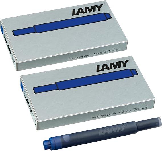 LAMY T10 Set of 2 Erasable Ink Cartridges with Large Ink Supply Suitable for All Lamy Fountain Pen Models with Cartridges 1.25 ml Content per Cartridge 5 Pieces per Pack Blue Ink Colour
