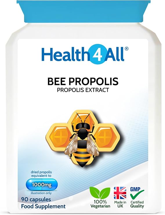 Bee Propolis 1000mg 90 Capsules, High Strength Immune System Booster | Natural Immune Support Supplement (not Tablets) | Made in UK by Health4All