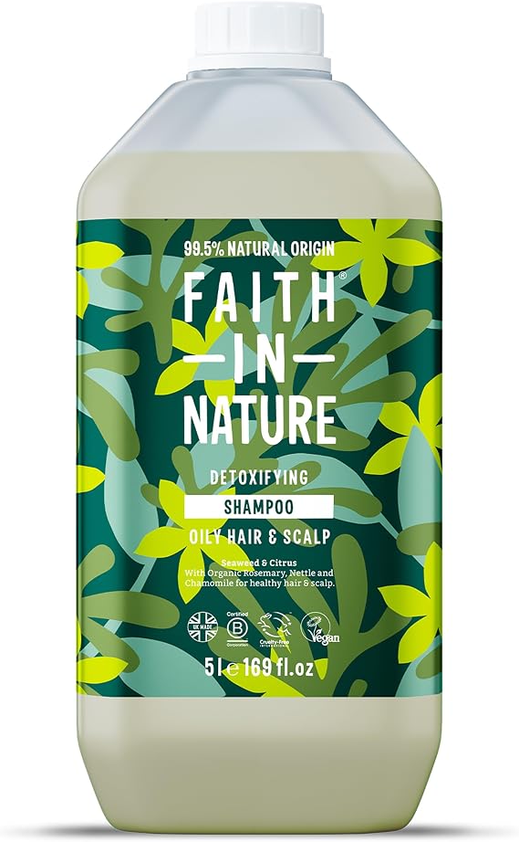 FAITH IN NATURE - Natural Seaweed & Citrus Shampoo, Detoxifying for Oily Hair & Scalp, Vegan & Cruelty Free, No SLS, Silicones or Parabens, 5L Refill Pack