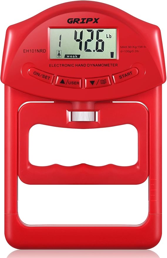 Digital Hand Dynamometer Grip Strength Measurement Meter Auto Capturing Electronic Hand Grip Power 198Lbs / 90Kgs