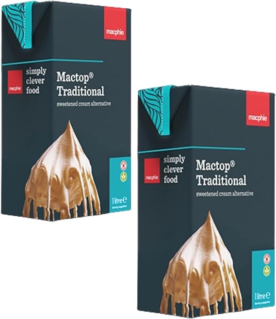 Whipping Cream 2X1L- Mactop Traditional Sweetened Cream Alternative 2X1L - Whipping Cream for Cakes & Desserts - High Whip Volume & Excellent Stability - UHT Long-Life