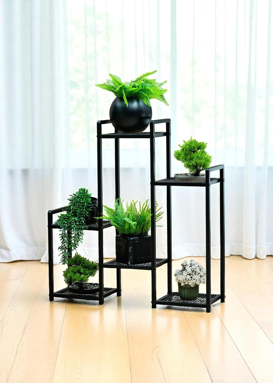 Dekoratİf Metal 6 Rafli Saksilik Katli Dİkey Saksi Standi ÇİÇeklİk BahÇe Ve Balkon Dekoru Garden