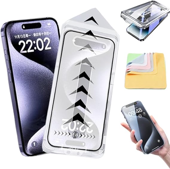 Privethings Screen Protector, Shineshield Silk Screen Dust-Free Room Tempered Film for iPhone 16 15 14 13 12 Pro Max (HD,12)