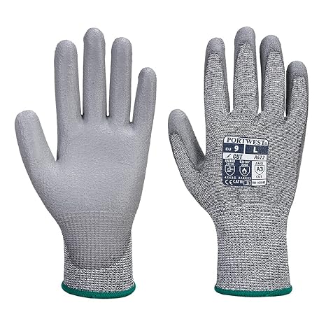 Portwest MR Cut PU Palm Glove Safety Work Wear Protective Gloves Resistant Coated ANSI 105, Small