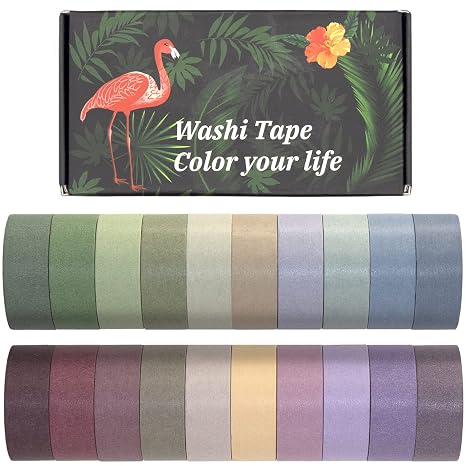 20 Rolls Washi Tape Set Masking Tape Colourful for DIY Decorative Crafts Gift Wrapping Scrapbook
