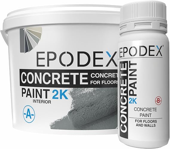 EPODEX 2K Concrete Paint, Epoxy Floor Paint - 42 Fl Oz - Silver Gray | Garage Floor Coating & Basements, Durable, Waterproof, Abrasion-Resistant, Low Odor (Approx. 96 sq ft for Coat)