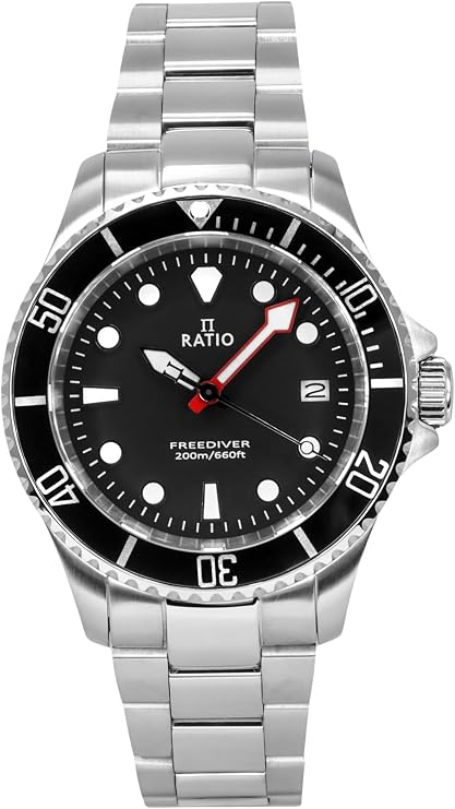 Ratio FreeDiver Sapphire Crystal Diver Watch Japanese Quartz Dive Watch 200m Water Resistant Diving Watch