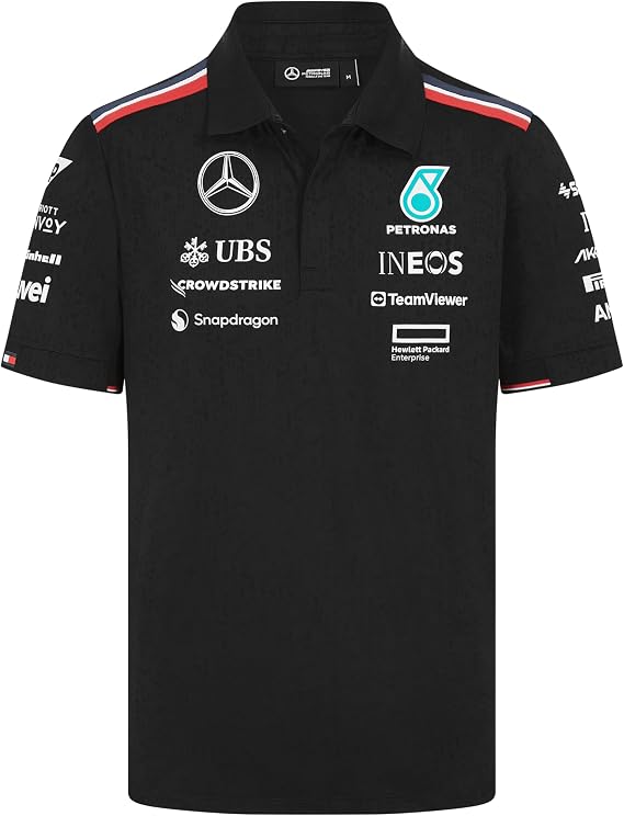 Mercedes AMG Petronas F1 2024 Men's Team Polo Shirt - White/Black