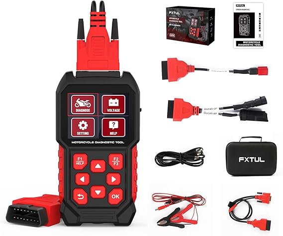 M4 Motorcycle Diagnostic Tool for Ducati 3P/4P, Desmo Reset | Multi-system scans with live data, actuator tests, oil and TPS resets, supported ABS and DQS controls, and 17 languages.