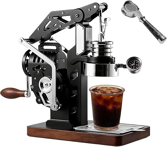 Manual Espresso Coffee Maker with 58mm Portafilter & Pressure Gauge, Adjustable 18 Bar Pressure for Home and Commercial Use